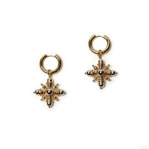 Weworewhat Mixed Metal Hammered Pendant Earrings (NEW IN BOX - never worn)